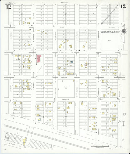 Sanborn Fire Insurance Map from Pierre, Hughes County, South Dakota (1941), Sheet #0012 - Complete Map Set gallery image, historic Sanborn map, vintage wall art, South Dakota South Dakota