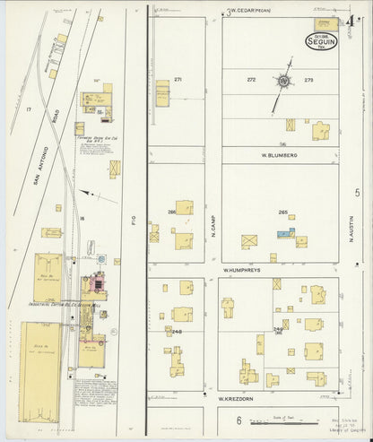 Sanborn Fire Insurance Map from Seguin, Guadalupe County, Texas (1916), Sheet #0004 - Complete Map Set gallery image, historic Sanborn map, vintage wall art, Texas Texas