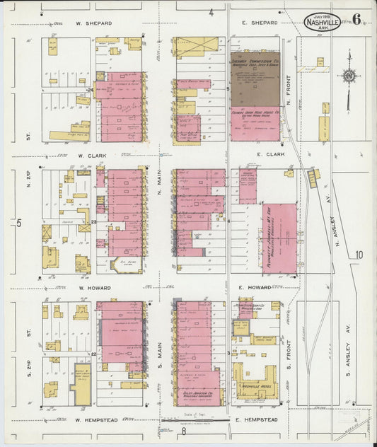 Sanborn Fire Insurance Map from Nashville, Howard County, Arkansas (1919), Sheet #0006 - Historic Sanborn Fire Insurance Map Print, vintage old map wall art, antique decor, genealogy gift, Arkansas Arkansas map