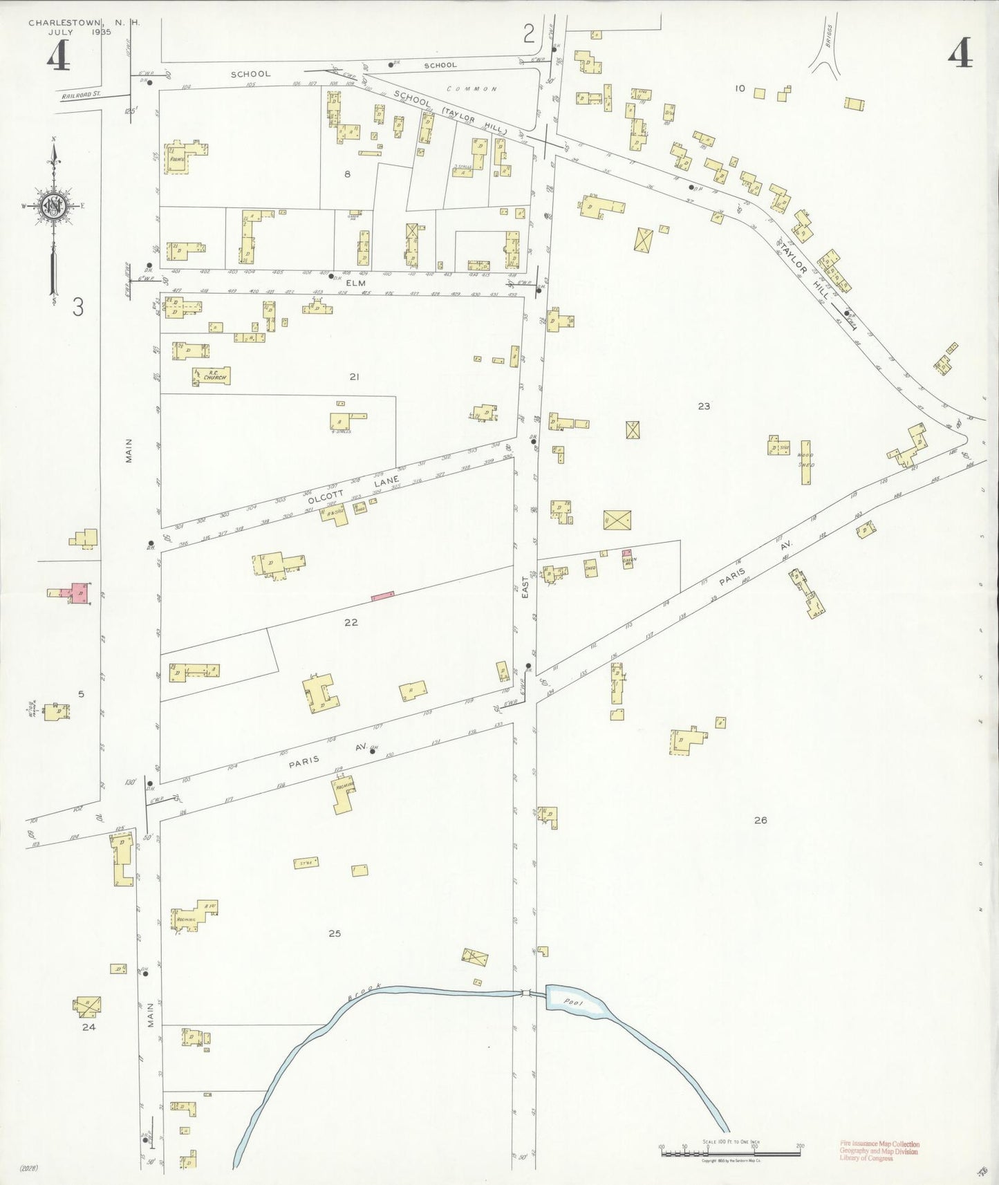Sanborn Fire Insurance Map from Charlestown, Sullivan County, New Hampshire (1935), Sheet #0004 - Complete Map Set gallery image, historic Sanborn map, vintage wall art, New Hampshire New Hampshire