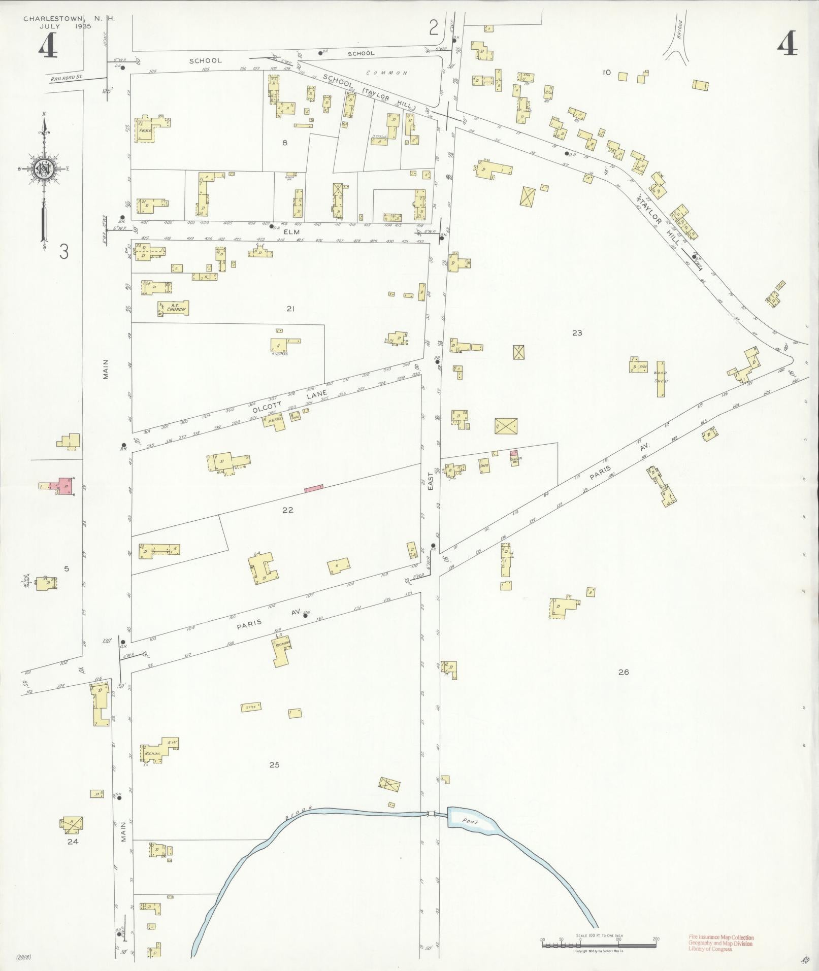 Sanborn Fire Insurance Map from Charlestown, Sullivan County, New Hampshire (1935), Sheet #0004 - Complete Map Set gallery image, historic Sanborn map, vintage wall art, New Hampshire New Hampshire