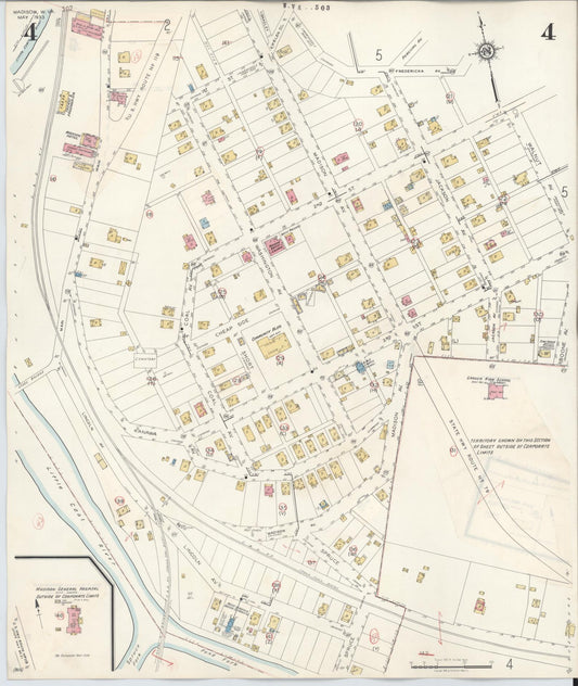 Sanborn Fire Insurance Map from Madison, Boone County, West Virginia (1943), Sheet #0004 - Historic Sanborn Fire Insurance Map Print, vintage old map wall art, antique decor, genealogy gift, West Virginia West Virginia map