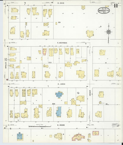 Sanborn Fire Insurance Map from Marquette, Marquette County, Michigan (1911), Sheet #0011 - Complete Map Set gallery image, historic Sanborn map, vintage wall art, Michigan Michigan