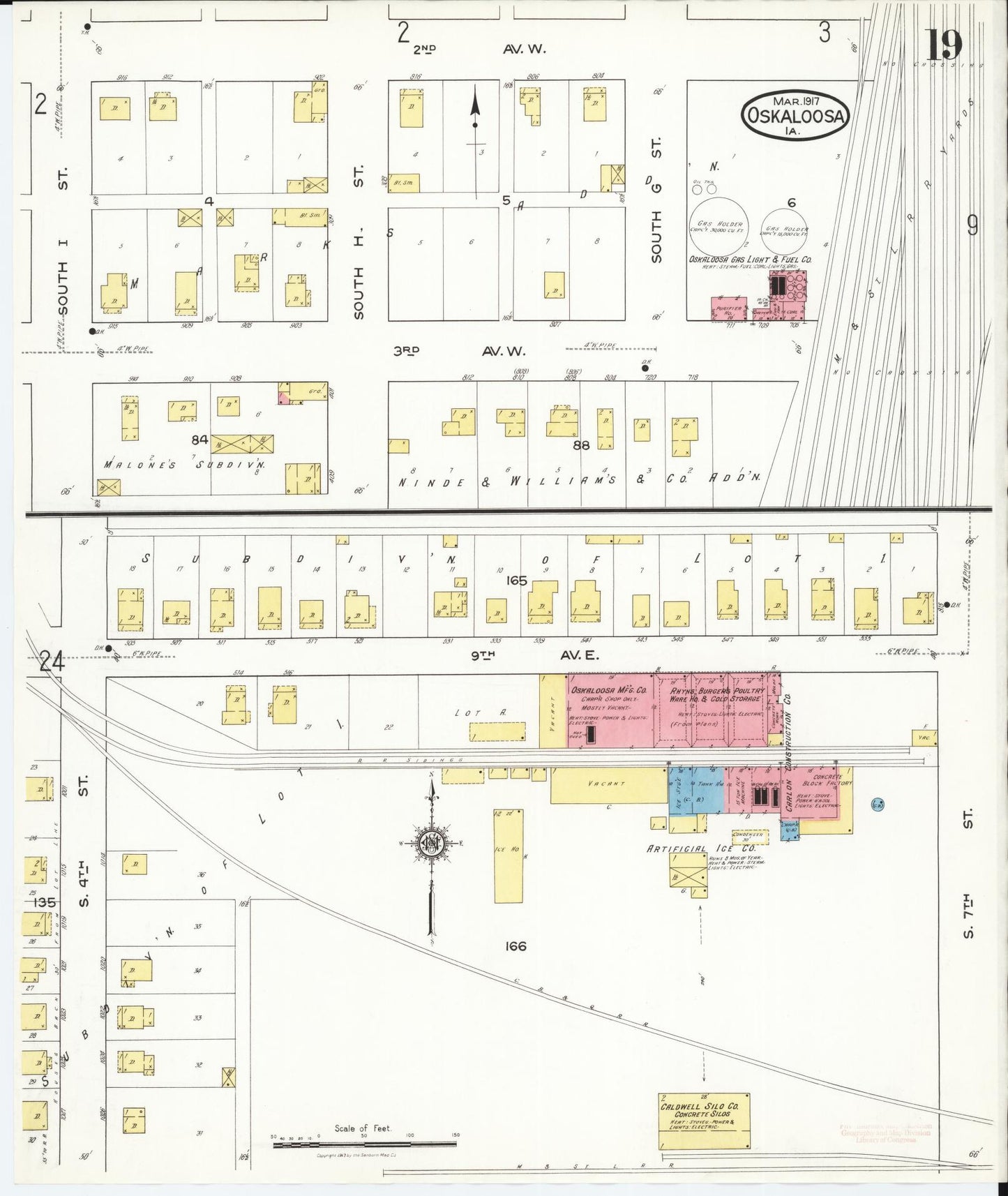 Sanborn Fire Insurance Map from Oskaloosa, Mahaska County, Iowa (1917), Sheet #0019 - Historic Sanborn Fire Insurance Map Print