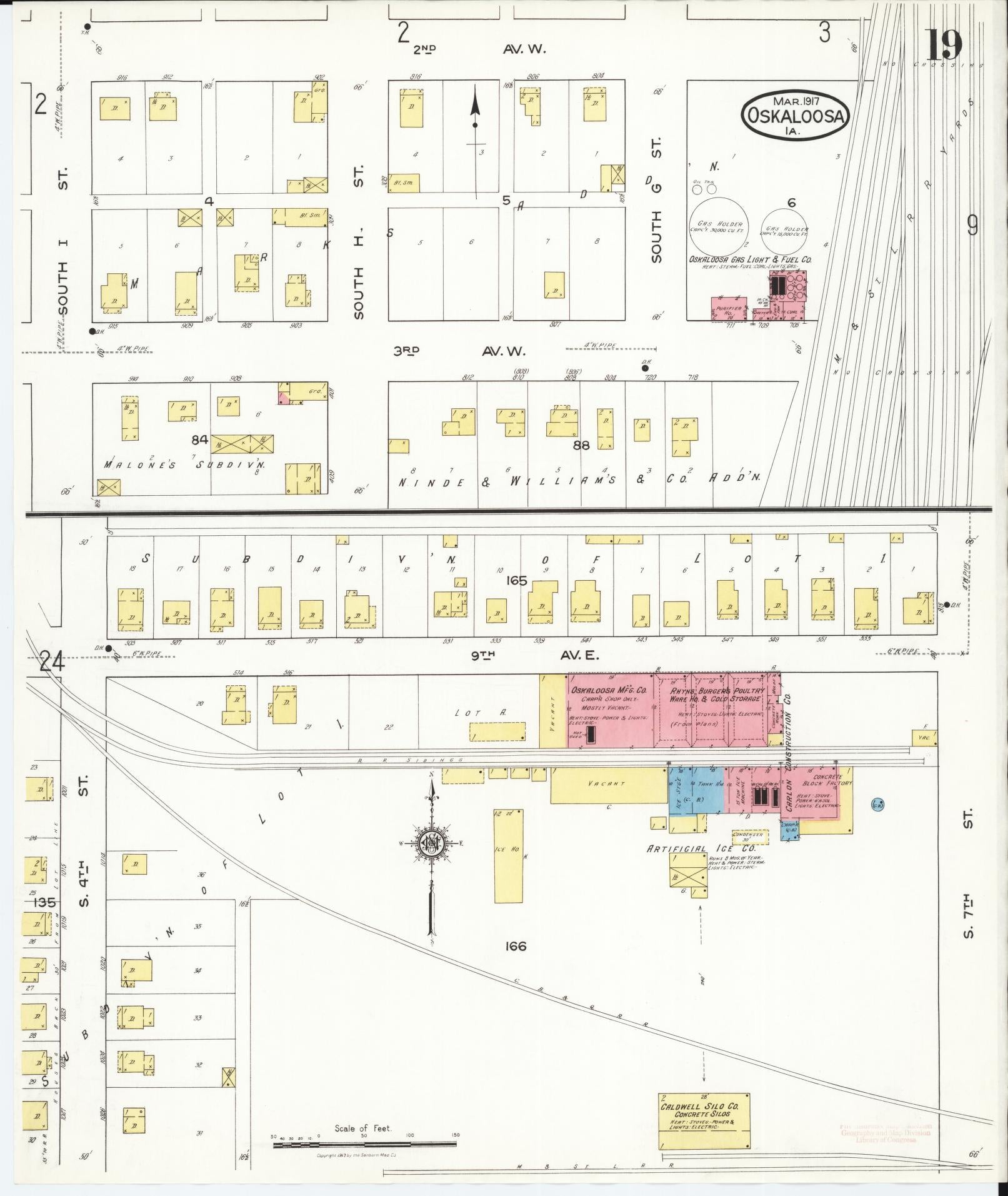 Sanborn Fire Insurance Map from Oskaloosa, Mahaska County, Iowa (1917), Sheet #0019 - Historic Sanborn Fire Insurance Map Print