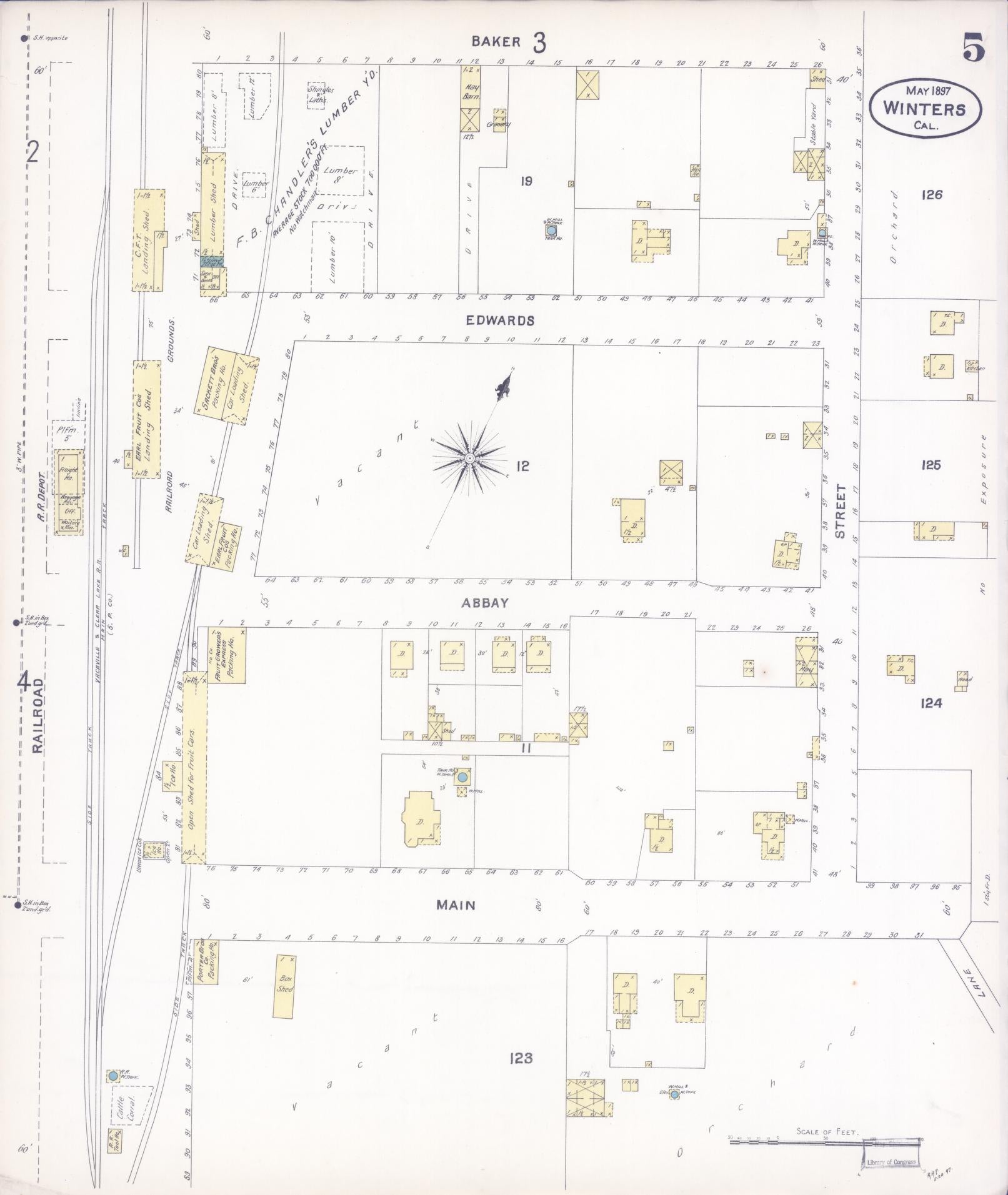 Sanborn Fire Insurance Map from Winters, Yolo County, California (1897), Sheet #0005 - Complete Map Set gallery image, historic Sanborn map, vintage wall art, California California