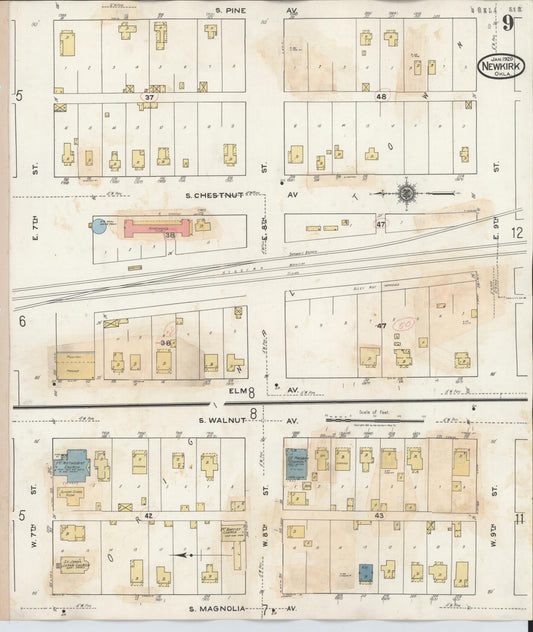 Sanborn Fire Insurance Map from Newkirk, Kay County, Oklahoma (1942), Sheet #0009 - Historic Sanborn Fire Insurance Map Print, vintage old map wall art, antique decor, genealogy gift, Oklahoma Oklahoma map