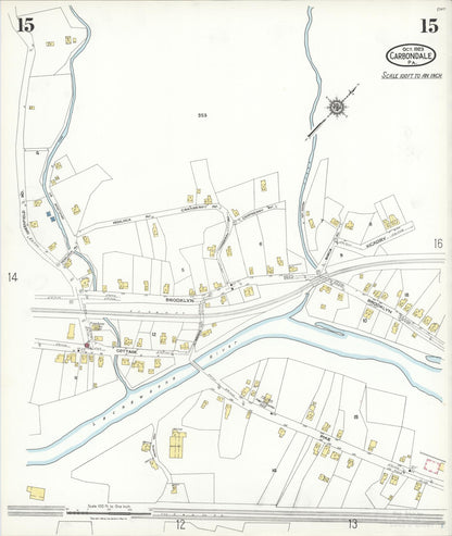 Sanborn Fire Insurance Map from Carbondale, Lackawanna County, Pennsylvania (1923), Sheet #0015 - Historic Sanborn Fire Insurance Map Print, vintage old map wall art, antique decor, genealogy gift, Pennsylvania Pennsylvania map