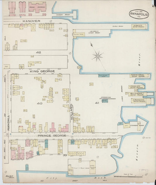 Anne Arundel, Maryland - 1885 - Sanborn Fire Insurance Map, Sheet #0009 - Historic Sanborn Fire Insurance Map Print, Anne Arundel Maryland 1885 0009 vintage old map wall art