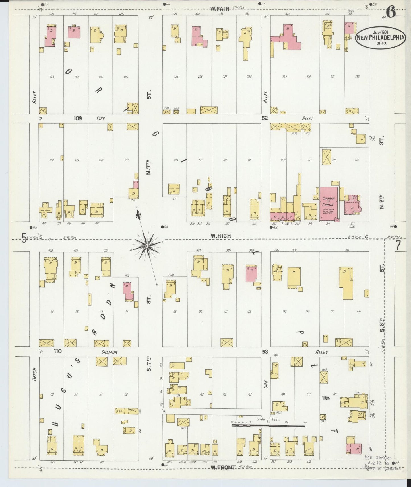 Sanborn Fire Insurance Map from New Philadelphia, Tuscarawas County, Ohio (1901), Sheet #0006 - Complete Map Set gallery image, historic Sanborn map, vintage wall art, Ohio Ohio