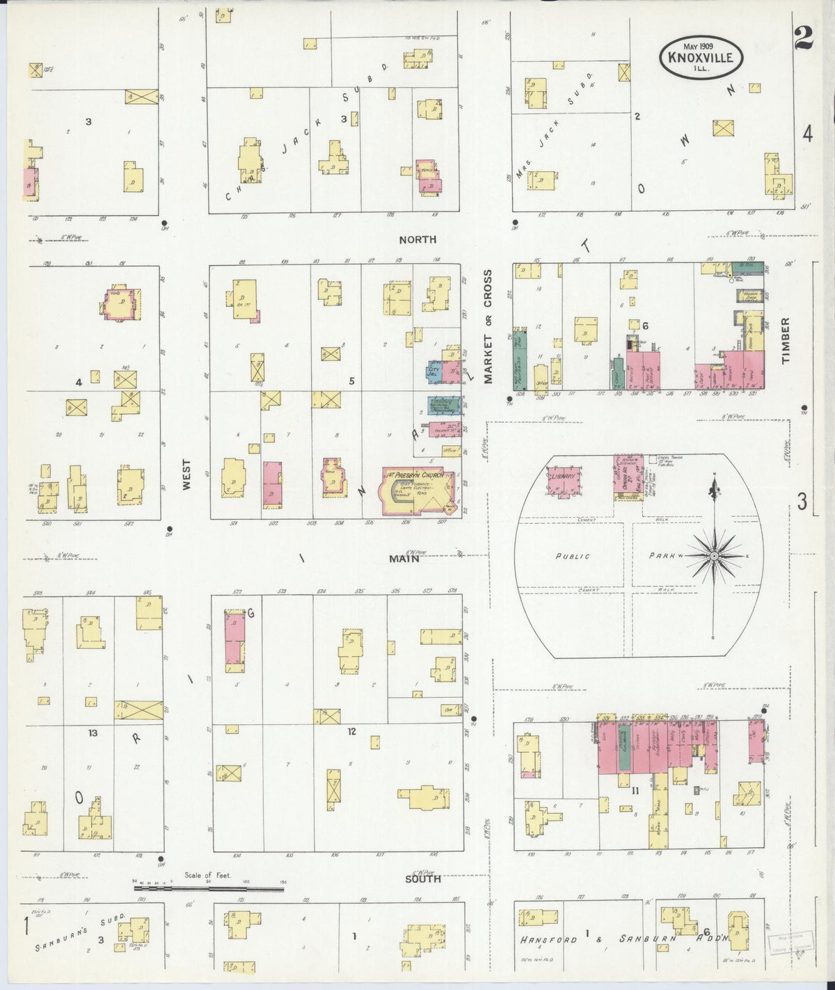 Sanborn Fire Insurance Map from Knoxville, Knox County, Illinois (1909), Sheet #0002 - Complete Map Set gallery image, historic Sanborn map, vintage wall art, Illinois Illinois