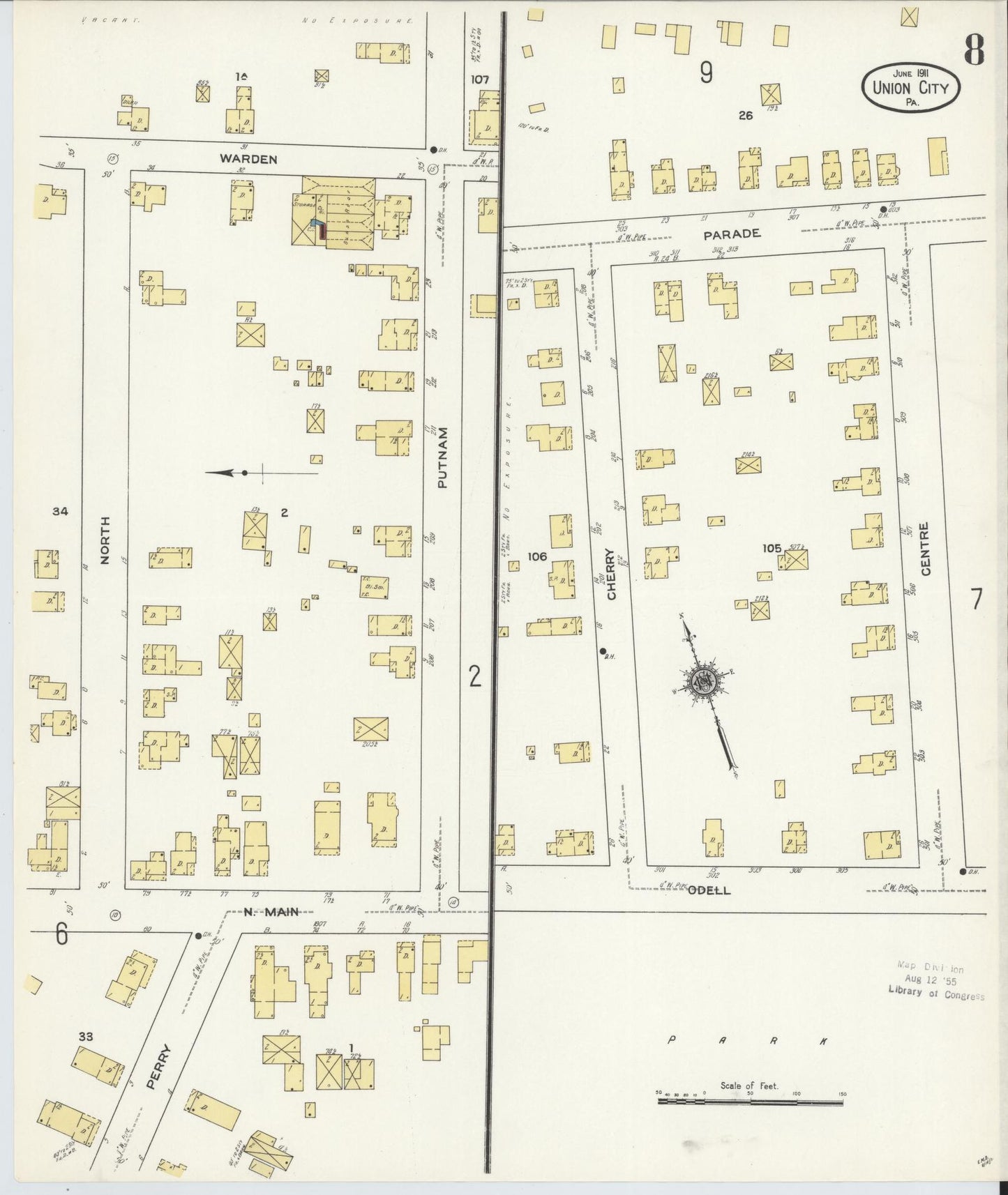 Sanborn Fire Insurance Map from Union City, Erie County, Pennsylvania (1911), Sheet #0008 - Complete Map Set gallery image, historic Sanborn map, vintage wall art, Pennsylvania Pennsylvania