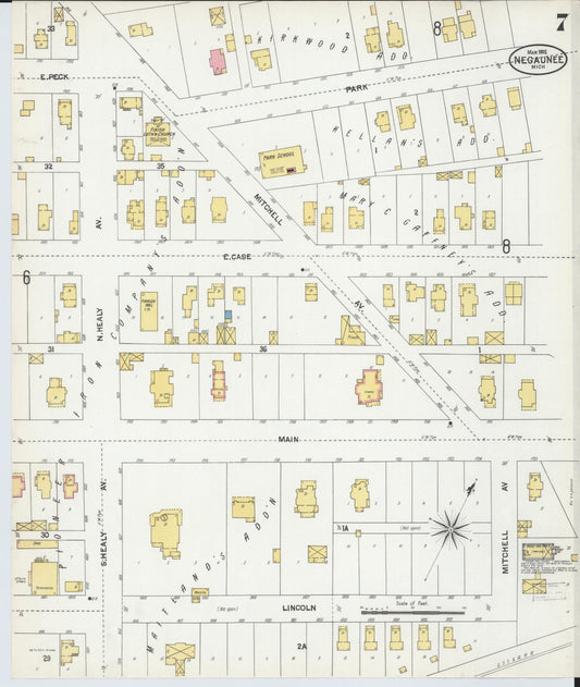 Sanborn Fire Insurance Map from Negaunee, Marquette County, Michigan (1902), Sheet #0007 - Historic Sanborn Fire Insurance Map Print, vintage old map wall art, antique decor, genealogy gift, Michigan Michigan map
