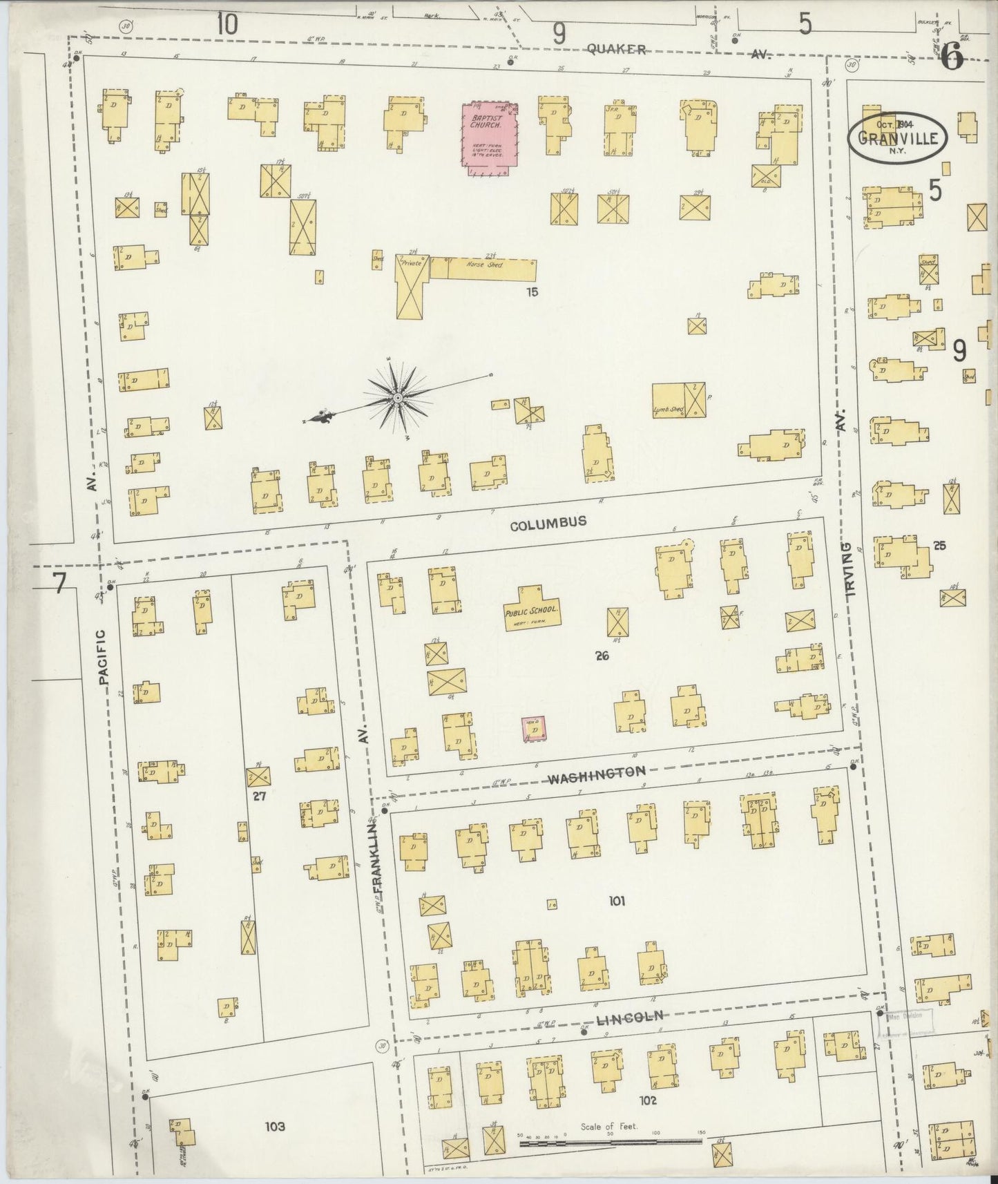 Sanborn Fire Insurance Map from Granville, Washington County, New York (1904), Sheet #0006 - Historic Sanborn Fire Insurance Map Print, vintage old map wall art, antique decor, genealogy gift, New York New York map