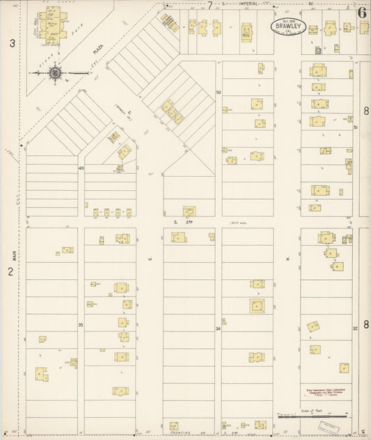 Sanborn Fire Insurance Map from Brawley, Imperial County, California (1916), Sheet #0006 - Historic Sanborn Fire Insurance Map Print, vintage old map wall art, antique decor, genealogy gift, California California map