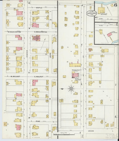 Sanborn Fire Insurance Map from Ashland, Ashland County, Ohio (1899), Sheet #0006 - Historic Sanborn Fire Insurance Map Print, vintage old map wall art, antique decor, genealogy gift, Ohio Ohio map