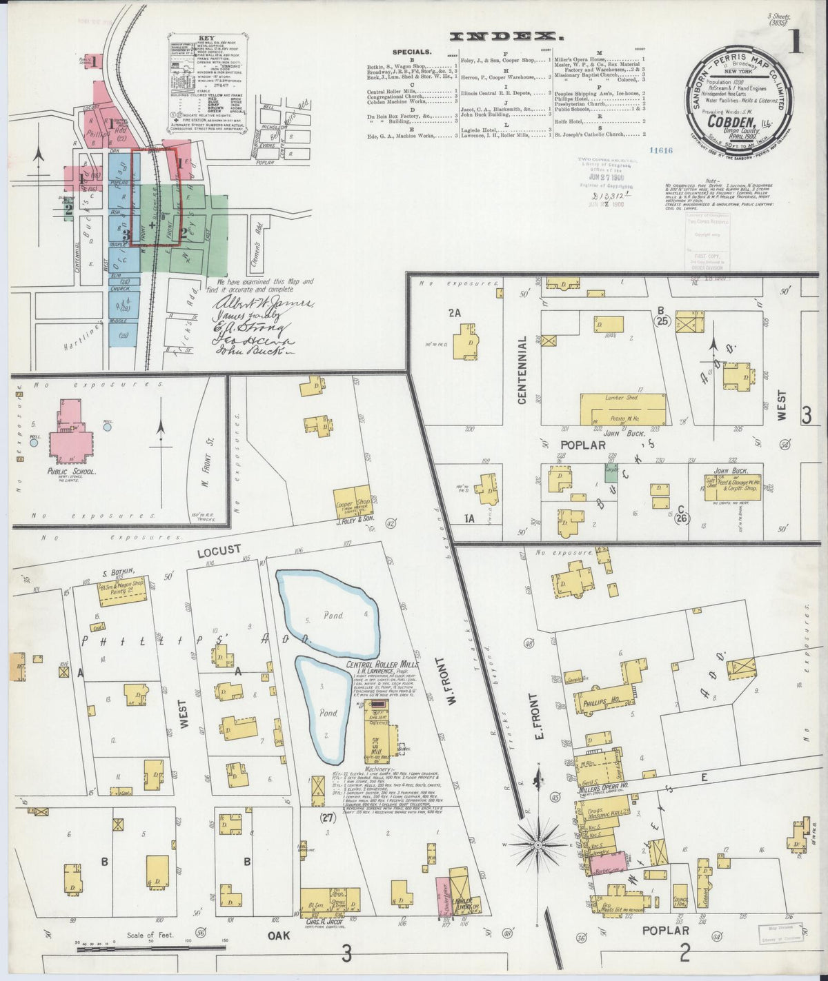 Sanborn Fire Insurance Map from Cobden, Union County, Illinois (1900), Sheet #0001 - Complete Map Set gallery image, historic Sanborn map, vintage wall art, Illinois Illinois