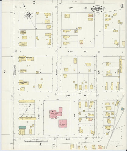 Sanborn Fire Insurance Map from Crookston, Polk County, Minnesota (1906), Sheet #0004 - Historic Sanborn Fire Insurance Map Print, vintage old map wall art, antique decor, genealogy gift, Minnesota Minnesota map