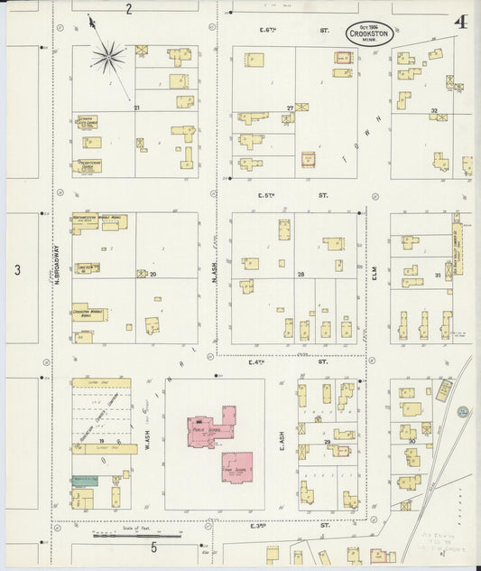 Sanborn Fire Insurance Map from Crookston, Polk County, Minnesota (1906), Sheet #0004 - Historic Sanborn Fire Insurance Map Print, vintage old map wall art, antique decor, genealogy gift, Minnesota Minnesota map