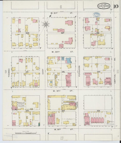 Sanborn Fire Insurance Map from Cheyenne, Laramie County, Wyoming (1894), Sheet #0010 - Complete Map Set gallery image, historic Sanborn map, vintage wall art, Wyoming Wyoming