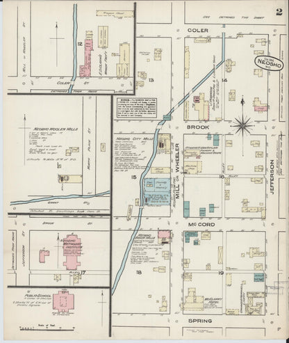 Sanborn Fire Insurance Map from Neosho, Newton County, Missouri (1884), Sheet #0002 - Historic Sanborn Fire Insurance Map Print, vintage old map wall art, antique decor, genealogy gift, Missouri Missouri map