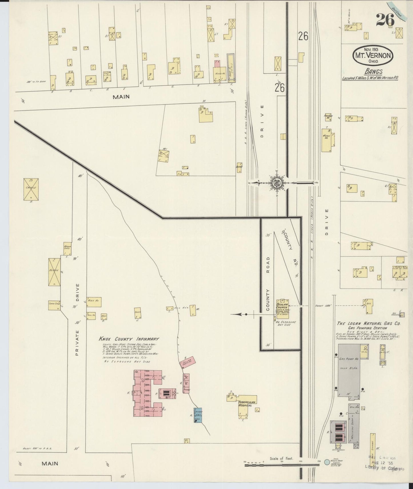 Sanborn Fire Insurance Map from Mount Vernon, Knox County, Ohio (1913), Sheet #0026 - Historic Sanborn Fire Insurance Map Print, vintage old map wall art, antique decor, genealogy gift, Ohio Ohio map