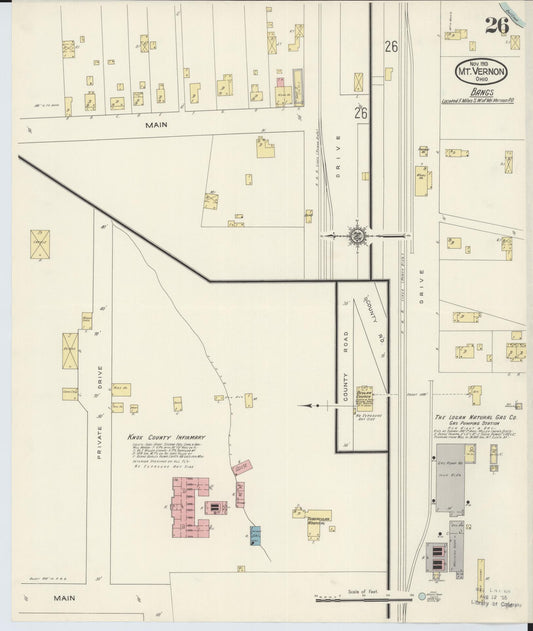 Sanborn Fire Insurance Map from Mount Vernon, Knox County, Ohio (1913), Sheet #0026 - Historic Sanborn Fire Insurance Map Print, vintage old map wall art, antique decor, genealogy gift, Ohio Ohio map