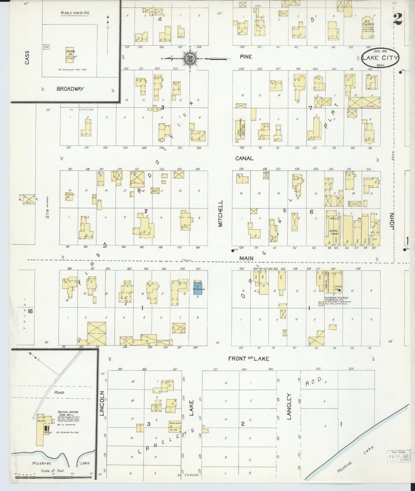 Sanborn Fire Insurance Map from Lake City, Missaukee County, Michigan (1910), Sheet #0002 - Complete Map Set gallery image, historic Sanborn map, vintage wall art, Michigan Michigan