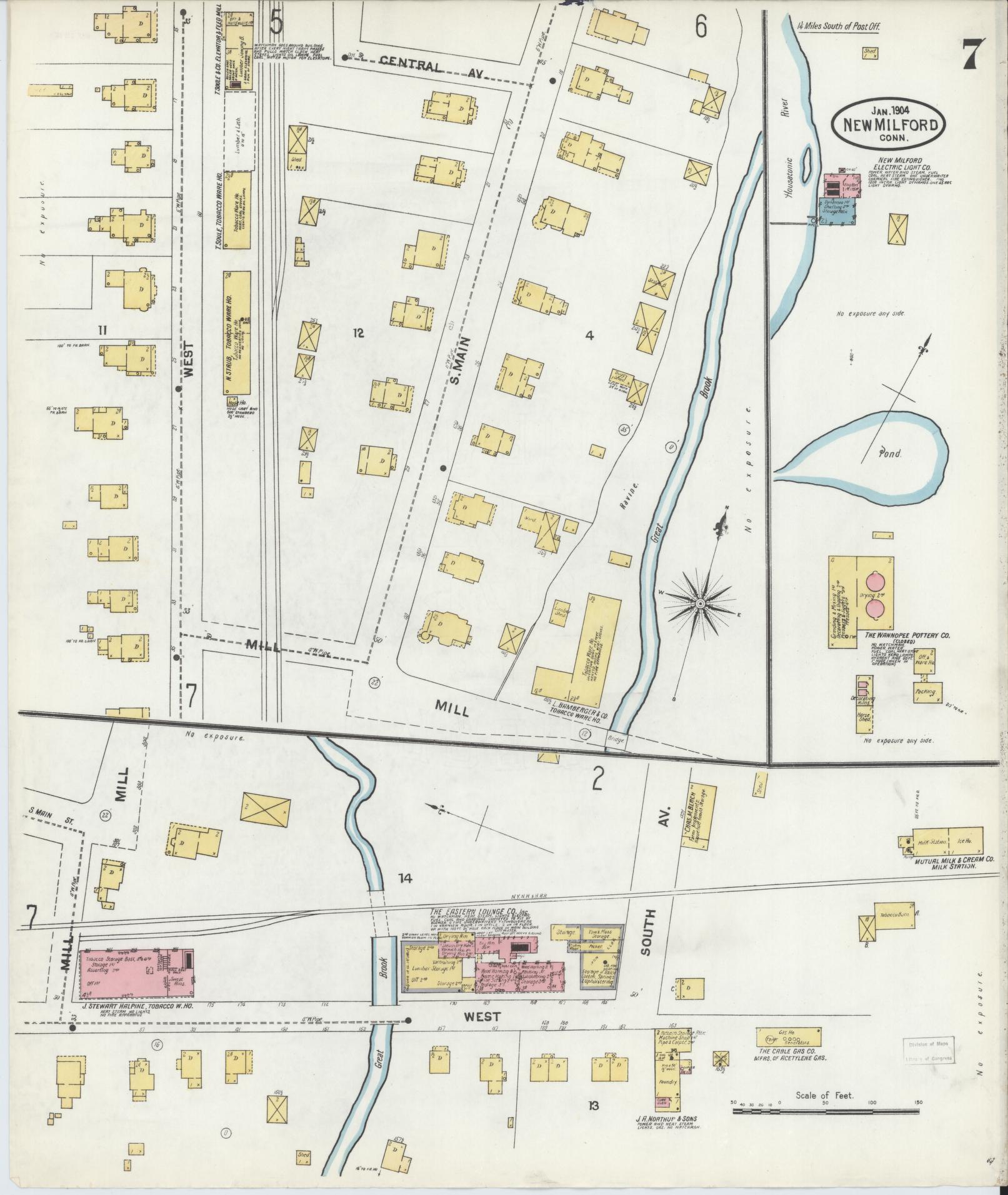 Sanborn Fire Insurance Map from New Milford, Litchfield County, Connecticut (1904), Sheet #0007 - Complete Map Set gallery image, historic Sanborn map, vintage wall art, Connecticut Connecticut