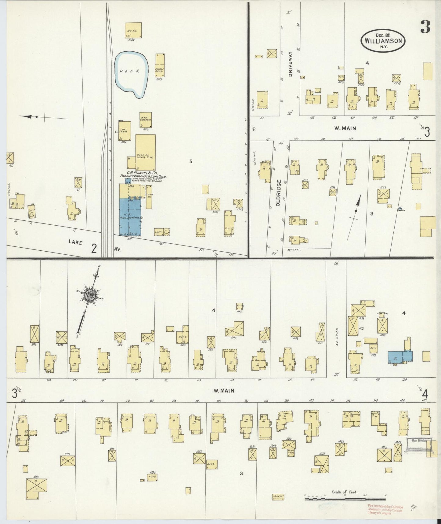 Sanborn Fire Insurance Map from Williamson, Wayne County, New York (1911), Sheet #0003 - Historic Sanborn Fire Insurance Map Print, vintage old map wall art, antique decor, genealogy gift, New York New York map