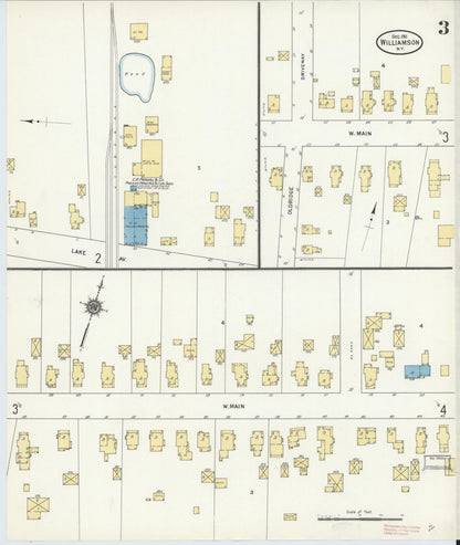 Sanborn Fire Insurance Map from Williamson, Wayne County, New York (1911), Sheet #0003 - Historic Sanborn Fire Insurance Map Print, vintage old map wall art, antique decor, genealogy gift, New York New York map