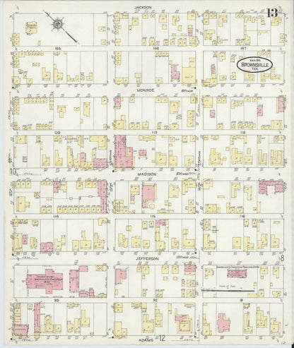 Sanborn Fire Insurance Map from Brownsville, Cameron County, Texas (1914), Sheet #0013 - Complete Map Set gallery image, historic Sanborn map, vintage wall art, Texas Texas