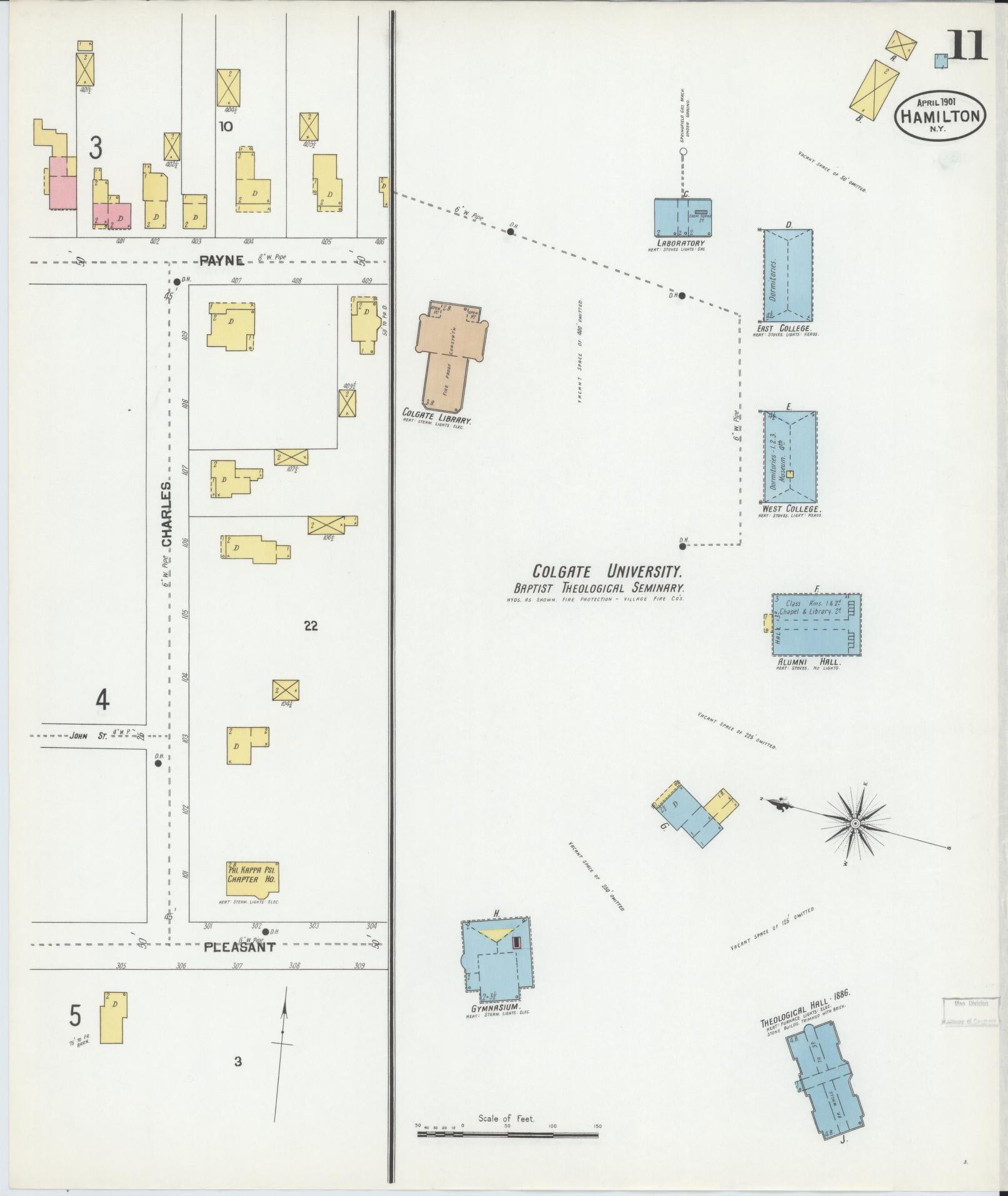 Sanborn Fire Insurance Map from Hamilton, Madison County, New York (1901), Sheet #0011 - Complete Map Set gallery image, historic Sanborn map, vintage wall art, New York New York