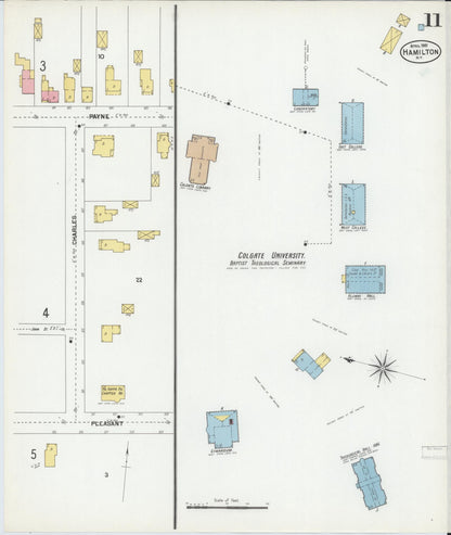 Sanborn Fire Insurance Map from Hamilton, Madison County, New York (1901), Sheet #0011 - Complete Map Set gallery image, historic Sanborn map, vintage wall art, New York New York