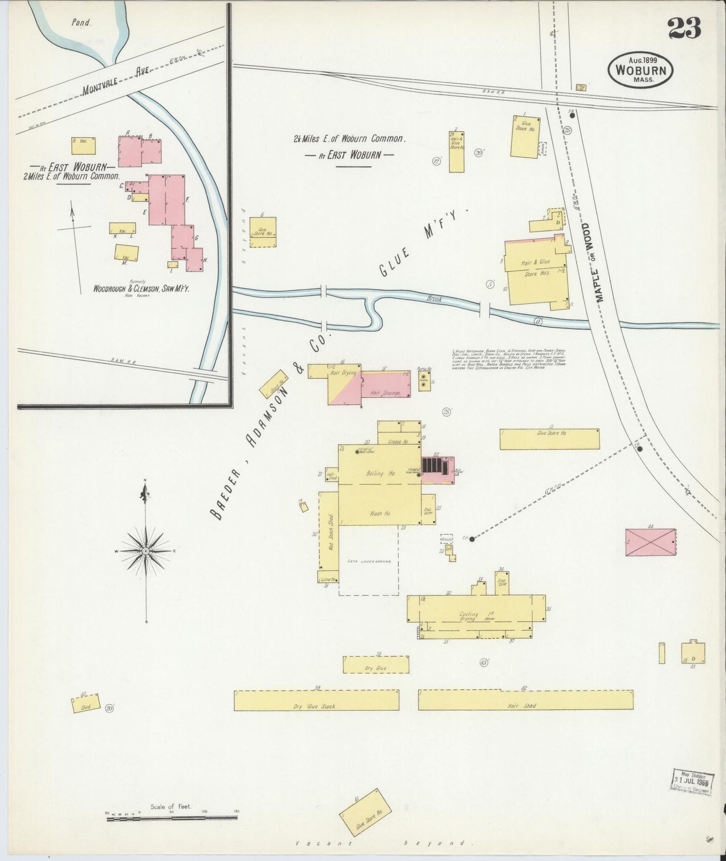 Sanborn Fire Insurance Map from Woburn, Middlesex County, Massachusetts (1899), Sheet #0023 - Complete Map Set gallery image, historic Sanborn map, vintage wall art, Massachusetts Massachusetts