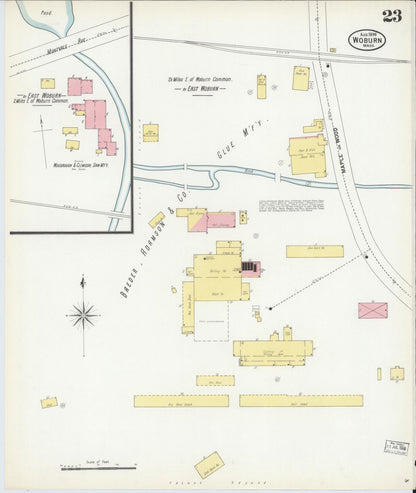 Sanborn Fire Insurance Map from Woburn, Middlesex County, Massachusetts (1899), Sheet #0023 - Complete Map Set gallery image, historic Sanborn map, vintage wall art, Massachusetts Massachusetts
