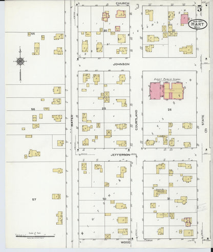 Sanborn Fire Insurance Map from Hart, Oceana County, Michigan (1920), Sheet #0005 - Historic Sanborn Fire Insurance Map Print, vintage old map wall art, antique decor, genealogy gift, Michigan Michigan map