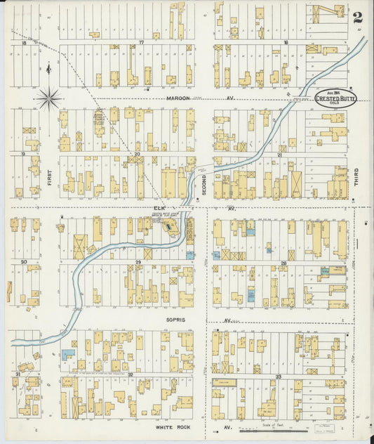 Sanborn Fire Insurance Map from Crested Butte, Gunnison County, Colorado (1904), Sheet #0002 - Historic Sanborn Fire Insurance Map Print, vintage old map wall art, antique decor, genealogy gift, Colorado Colorado map