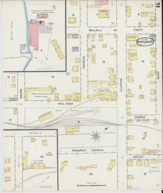 Sanborn Fire Insurance Map from Montgomery, Orange County, New York (1892), Sheet #0002 - Historic Sanborn Fire Insurance Map Print, vintage old map wall art, antique decor, genealogy gift, New York New York map