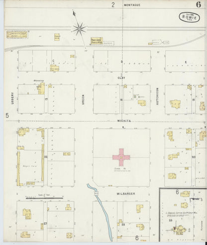 Sanborn Fire Insurance Map from Bowie, Montague County, Texas (1896), Sheet #0006 - Complete Map Set gallery image, historic Sanborn map, vintage wall art, Texas Texas