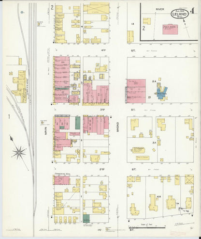 Sanborn Fire Insurance Map from Leland, Washington County, Mississippi (1909), Sheet #0004 - Complete Map Set gallery image, historic Sanborn map, vintage wall art, Mississippi Mississippi