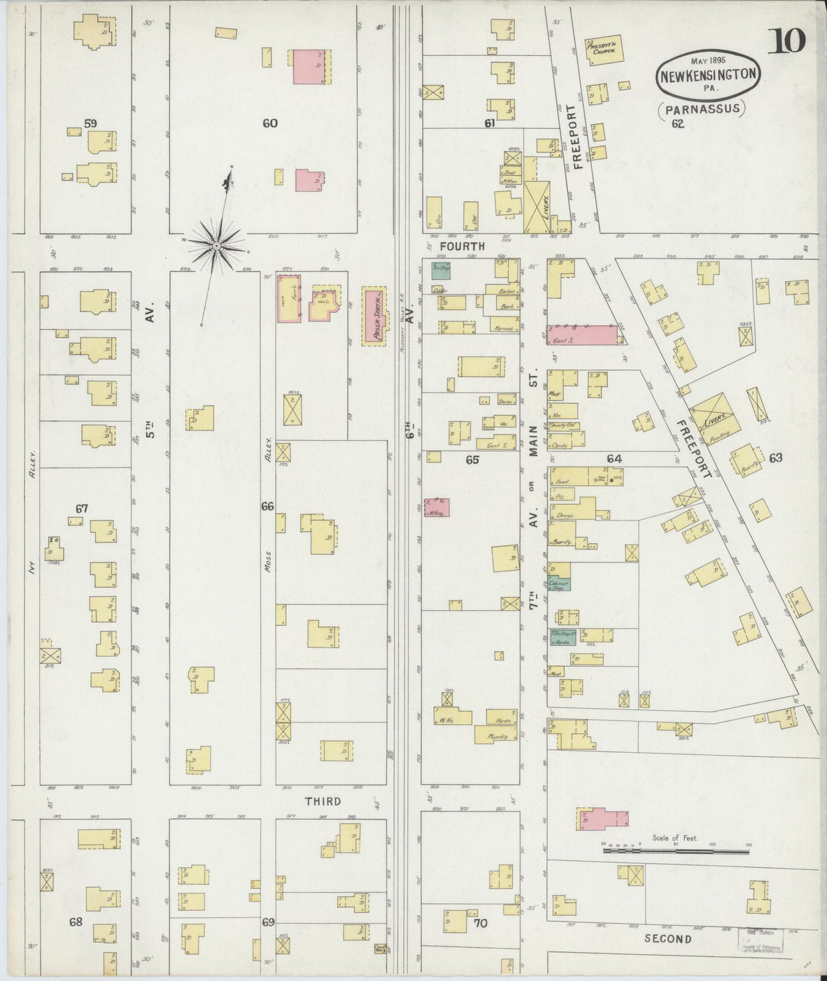 Sanborn Fire Insurance Map from New Kensington, Westmoreland County, Pennsylvania (1895), Sheet #0010 - Historic Sanborn Fire Insurance Map Print, vintage old map wall art, antique decor, genealogy gift, Pennsylvania Pennsylvania map