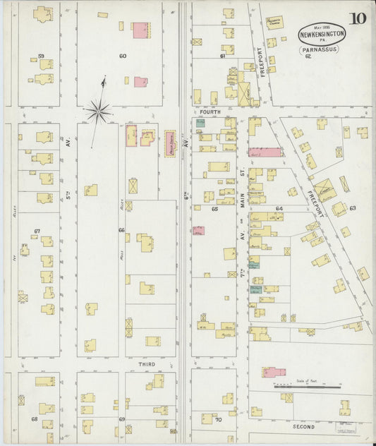 Sanborn Fire Insurance Map from New Kensington, Westmoreland County, Pennsylvania (1895), Sheet #0010 - Historic Sanborn Fire Insurance Map Print, vintage old map wall art, antique decor, genealogy gift, Pennsylvania Pennsylvania map