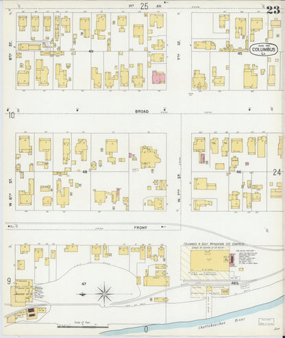 Sanborn Fire Insurance Map from Columbus, Muscogee County, Georgia (1900), Sheet #0023 - Complete Map Set gallery image, historic Sanborn map, vintage wall art, Georgia Georgia