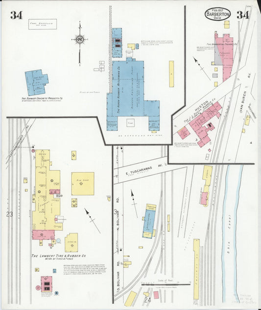 Sanborn Fire Insurance Map from Barberton, Summit County, Ohio (1927), Sheet #0034 - Historic Sanborn Fire Insurance Map Print, vintage old map wall art, antique decor, genealogy gift, Ohio Ohio map