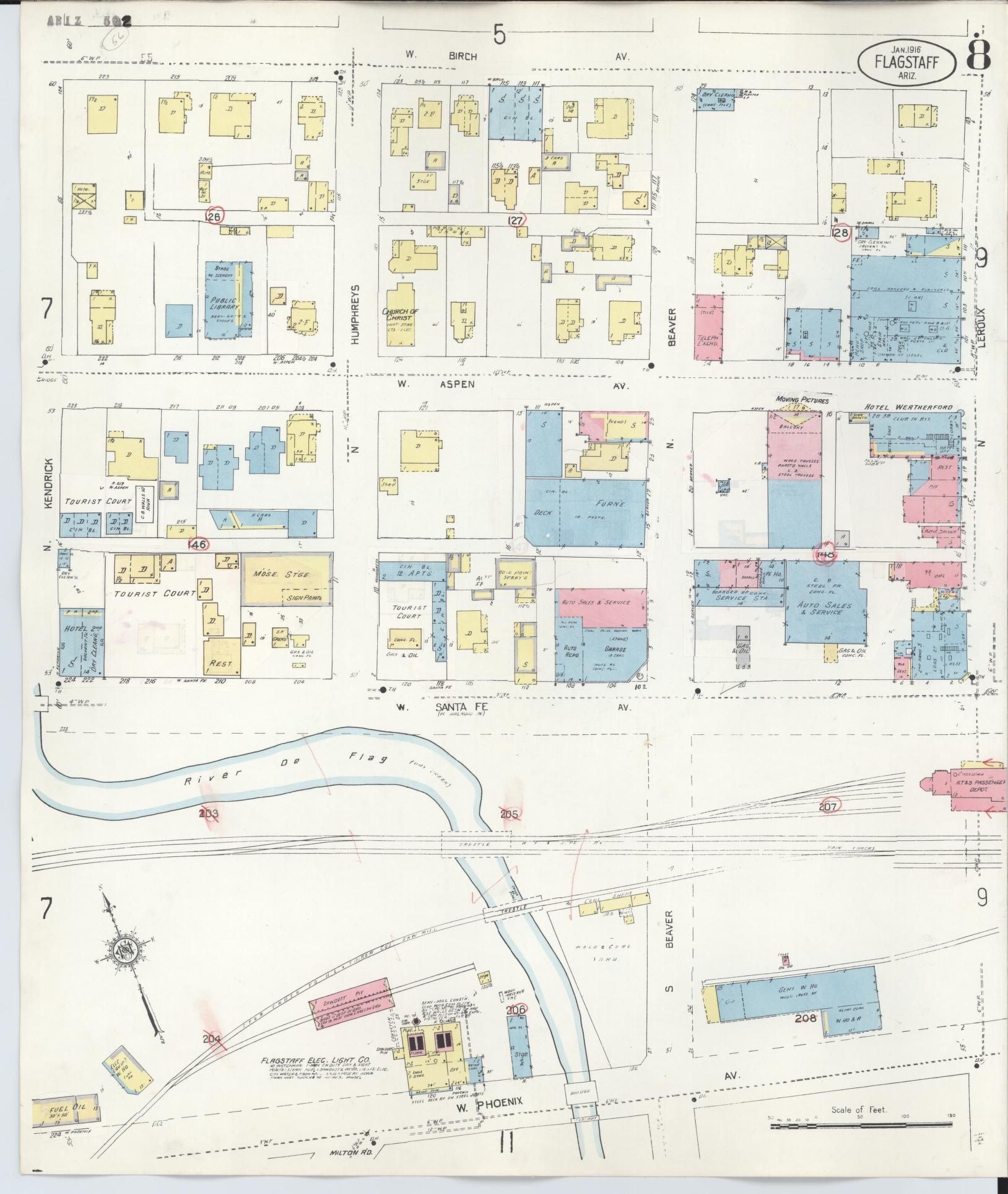 Sanborn Fire Insurance Map from Flagstaff, Coconino County, Arizona (1948), Sheet #0008 - Complete Map Set gallery image, historic Sanborn map, vintage wall art, Arizona Arizona