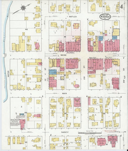 Sanborn Fire Insurance Map from Warren, Huntington County, Indiana (1919), Sheet #0004 - Complete Map Set gallery image, historic Sanborn map, vintage wall art, Indiana Indiana