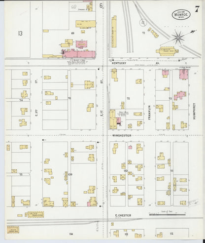 Sanborn Fire Insurance Map from Monroe, Monroe County, Michigan (1899), Sheet #0007 - Complete Map Set gallery image, historic Sanborn map, vintage wall art, Michigan Michigan