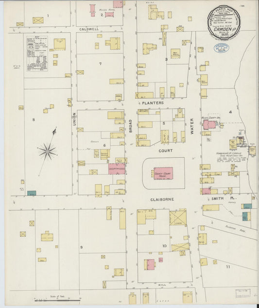 Sanborn Fire Insurance Map from Camden, Wilcox County, Alabama (1894), Sheet #0001 - Historic Sanborn Fire Insurance Map Print, vintage old map wall art, antique decor, genealogy gift, Alabama Alabama map