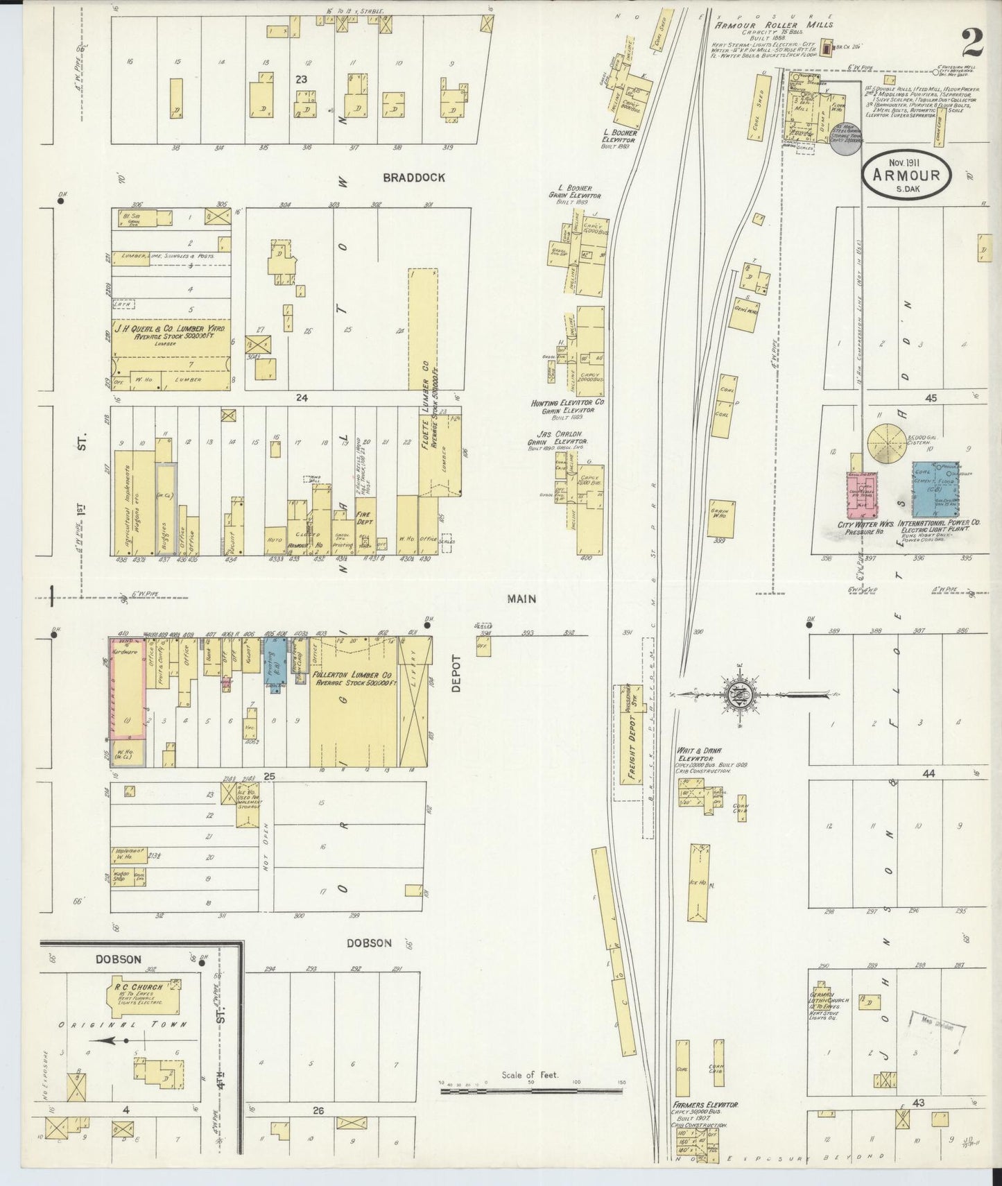 Sanborn Fire Insurance Map from Armour, Douglas County, South Dakota (1911), Sheet #0002 - Historic Sanborn Fire Insurance Map Print, vintage old map wall art, antique decor, genealogy gift, South Dakota South Dakota map